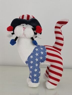 WhimsiClay Patriotic YANKEE DOODLE KITTY 2001 Amy Lacombe Plush Stuffed Animal